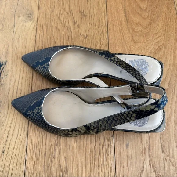 Vince Camuto Hamden Snake Print Leather Slingback Pumps Size 8 EUC - Picture 6 of 11
